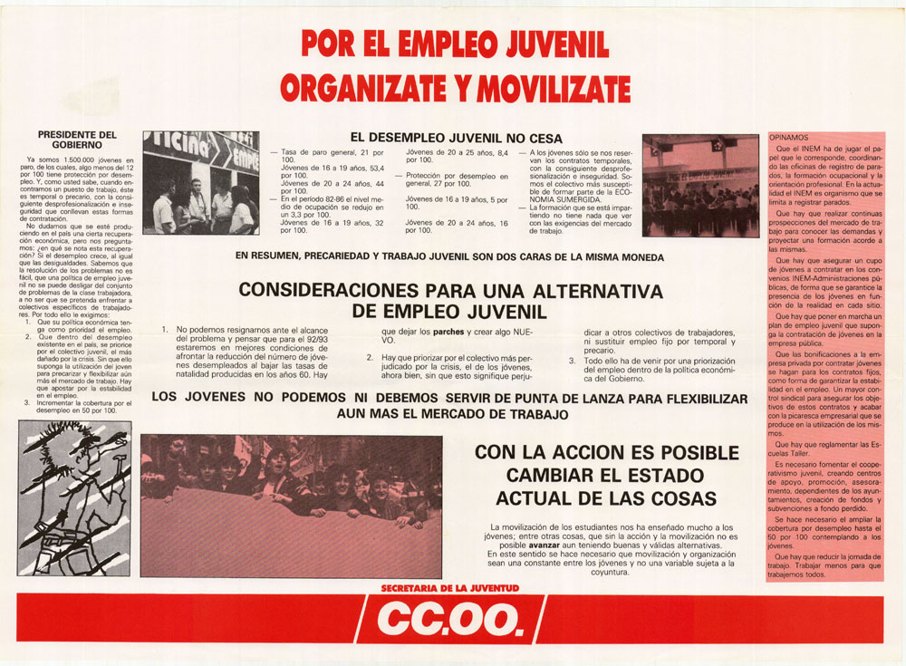 Por el empleo juvenil organízate y movilízate : el desempleo juvenil no cesa