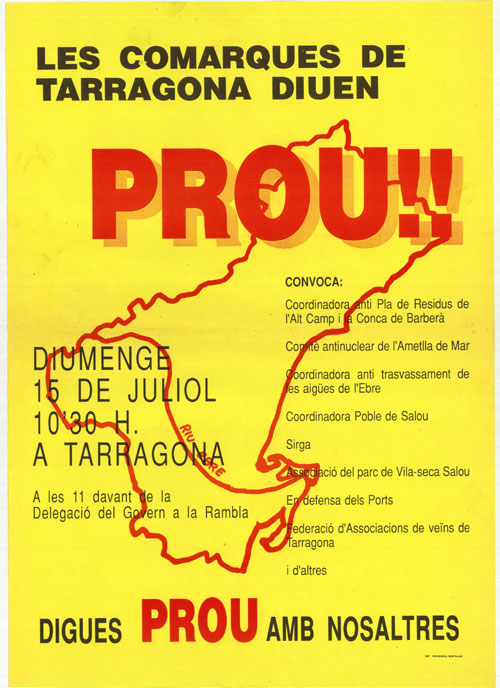 Les comarques de Tarragona diuen prou!! diumenge 15 de juliol 10,30 H. a Tarragona