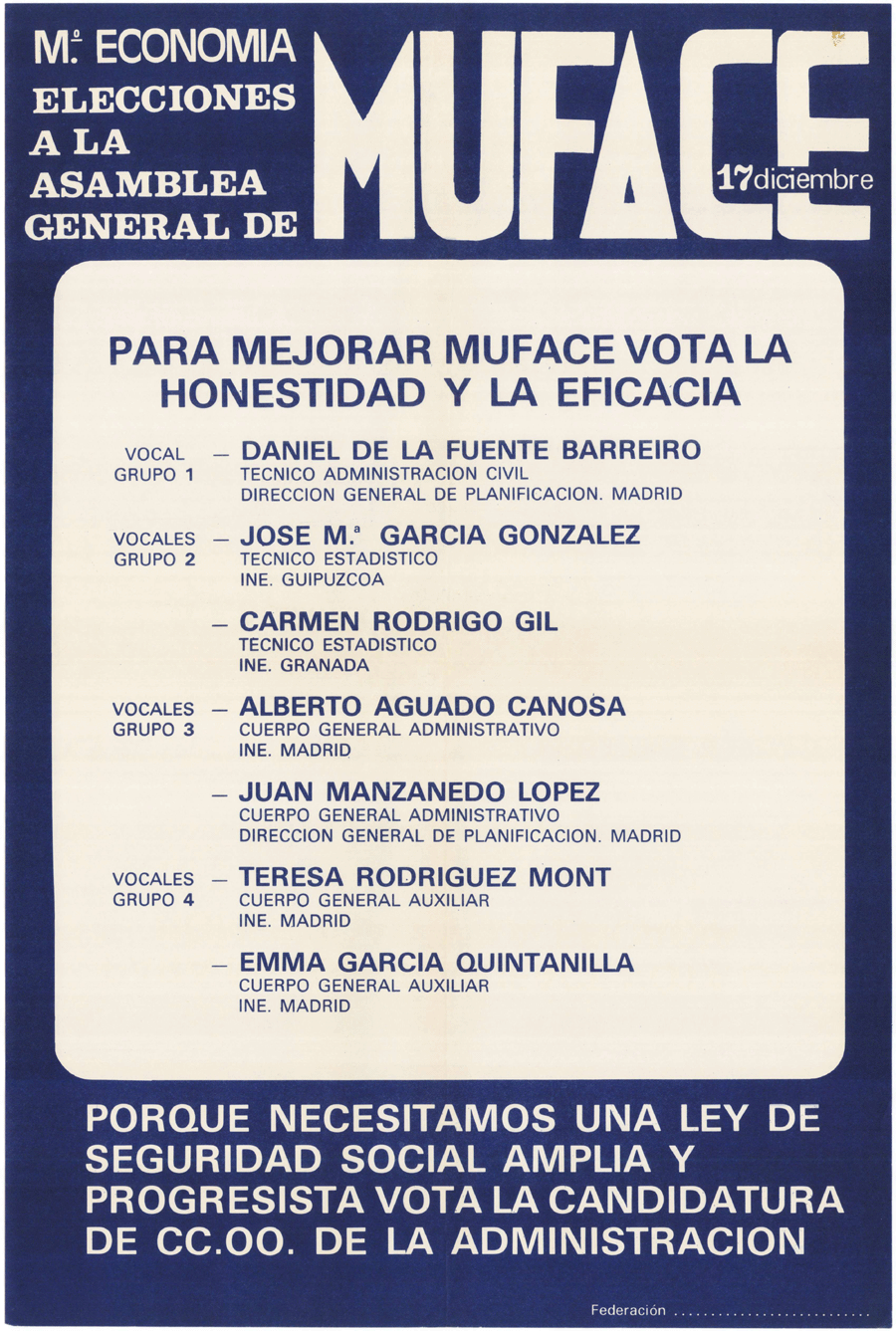 Mº Economia elecciones a la Asamblea General de MUFACE