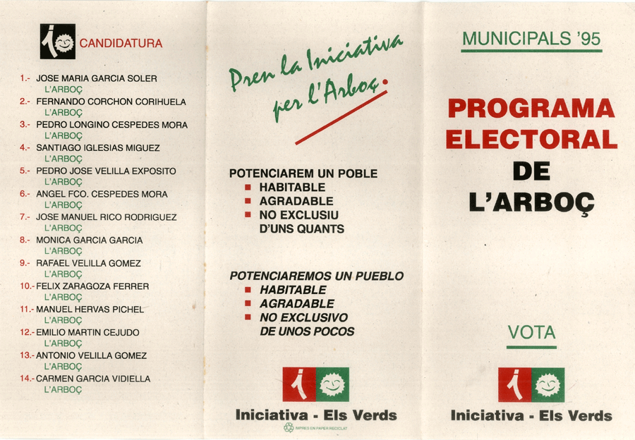 Municipals '95 : programa electoral de l'Arboç