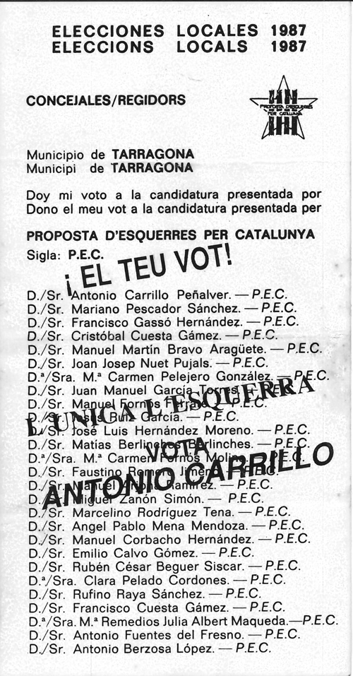 ¡El teu vot! l'única esquerra vota Antonio Carrillo