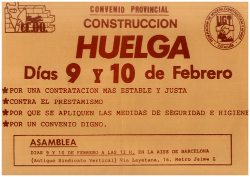 Convenio provincial construcción : huelga días 9 y 10 de febrero