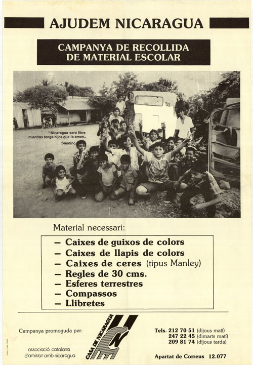 Ajudem Nicaragua : campanya de recollida de material escolar
