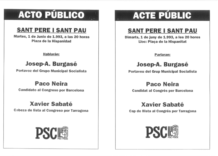 Acto público = acte públic : Sant Pere i Sant Pau