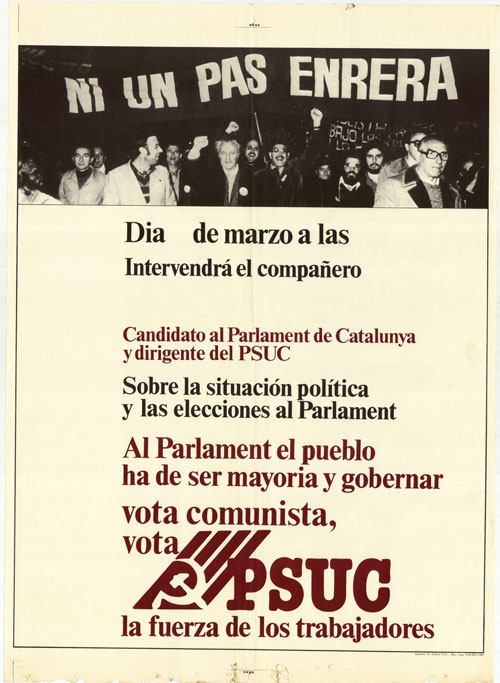 Dia      de marzo a las     Intervendrá el compañero      Candidato al Parlament de Catalunya y dirigente del PSUC