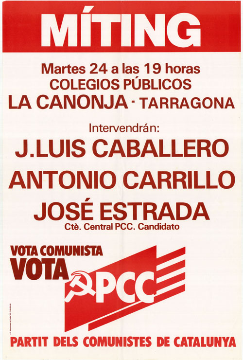 Míting martes 24 a las 19 horas Colegios Públicos La Canonja - Tarragona : intervendrán J. Luis Caballero... [...]