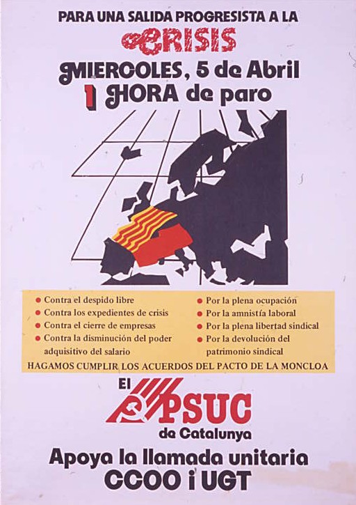Para una salida progresista a la crisis miércoles, 5 de abril 1 hora de paro : Hagamos cumplir los acuerdos del Pacto de la Moncloa