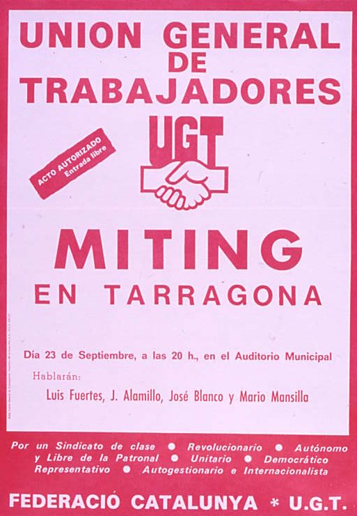 Miting en Tarragona : Día 23 de septiembre, a las 20 h., en el Auditorio Municipal