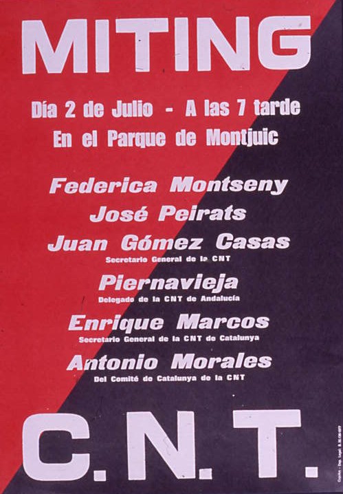 Miting : día 2 de julio a las 7 tarde en el Parque de Montjuïc