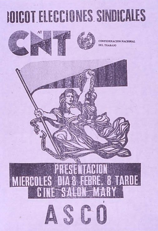 Boicot elecciones sindicales : presentación miercoles dia 8 febre. 8 tarde cine Salon Mary