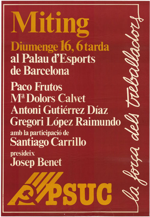 Miting diumenge 16, 6 tarda al Palau d'Esports de Barcelona : Paco Frutos... [...]