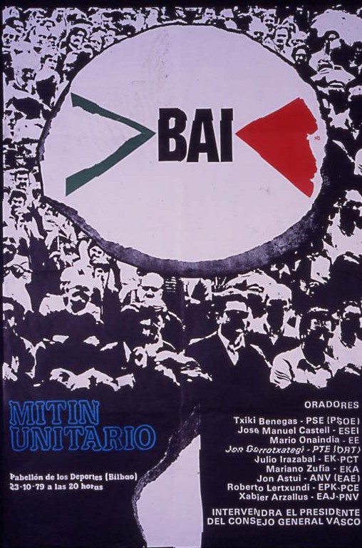 Míting unitario : Bai : Pabellón de los deportes 23-10-79 a las 20 horas