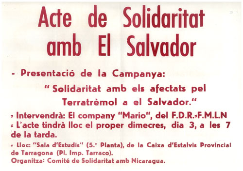 Acte de solidaritat amb El Salvador : presentació de la campanya: [...]