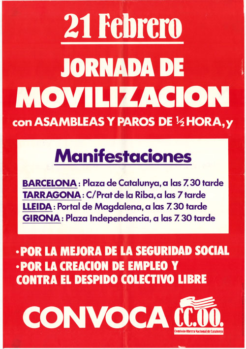 21 febrero jornada de movilización con asambleas y paros de 1/2 hora, y manifestaciones