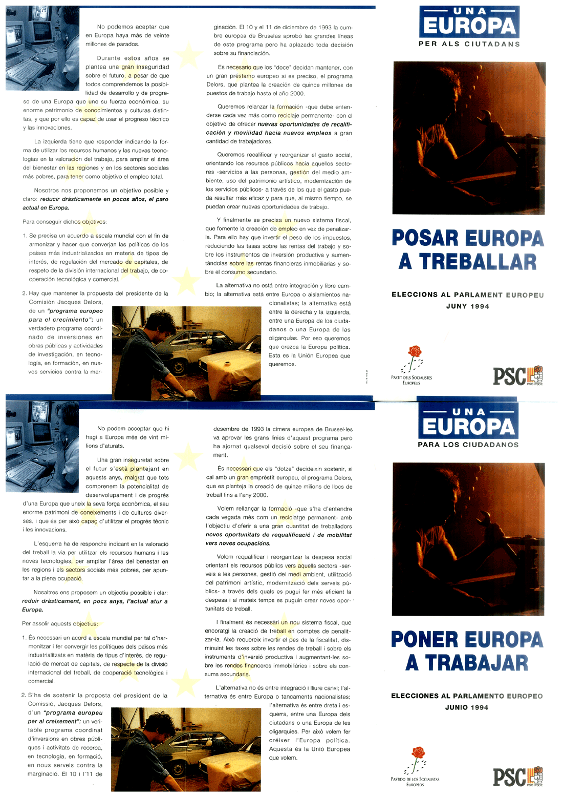 Posar Europa a treballar = poner Europa a trabajar