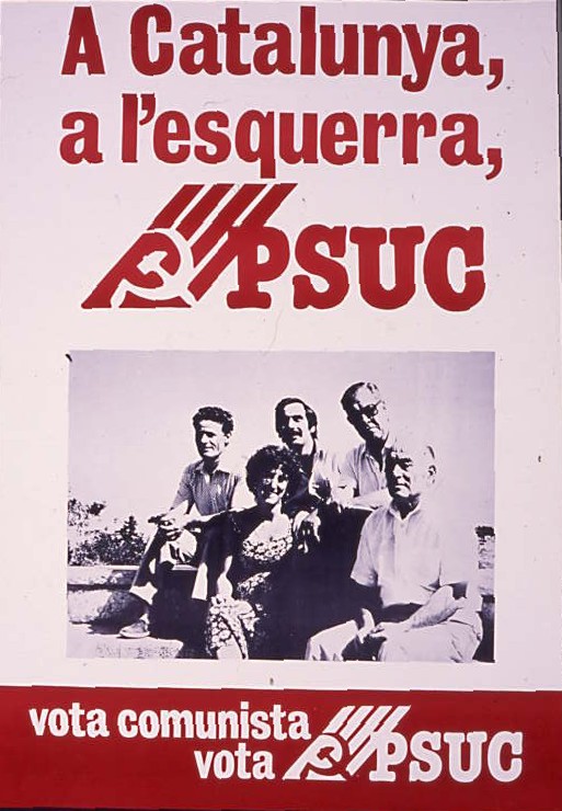 A Catalunya, a l'esquerra PSUC : Vota comunista vota PSUC