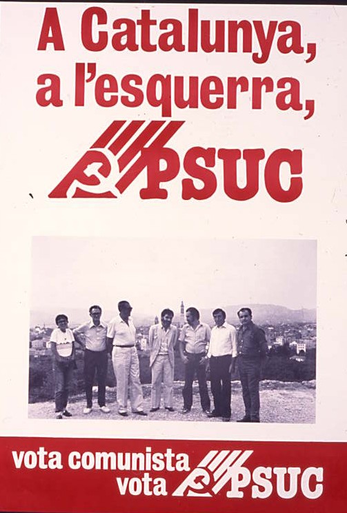 A Catalunya, a l'esquerra PSUC : Vota comunista vota PSUC