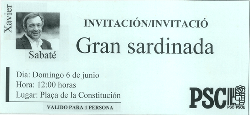 Invitación/invitació : gran sardinada Xavier Sabaté... [...]
