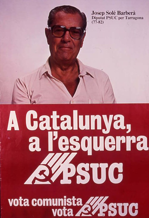 A Catalunya, a l'esquerra PSUC : Vota comunista vota PSUC