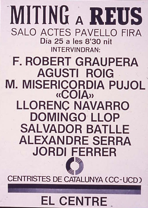 Míting a Reus : Saló Actes Pavelló Fira dia 25 a les 8,30 nit