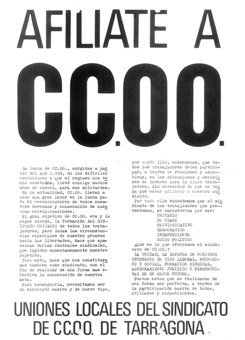 Afíliate a CC.OO. : uniones locales del sindicato de CC.OO. de Tarragona
