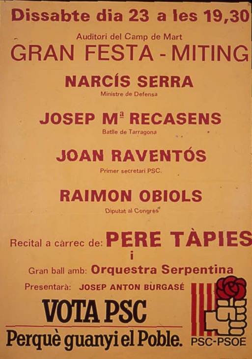 Gran festa-míting : Dissabte dia 23 a les 19,30 [...]