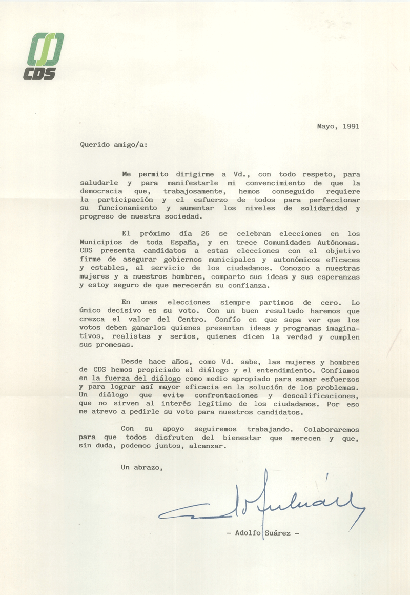 Mayo, 1991 : Querido amigo/a: [...]