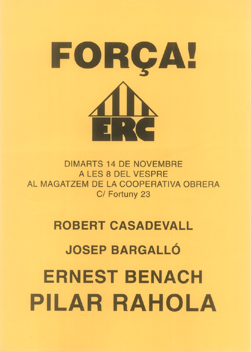 Força! dimarts 14 de novembre a les 8 del vespre al magatzem de la Cooperativa Obrera... [...]