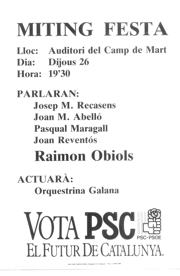 Miting festa : lloc: Auditori del Camp de Mart... [...]