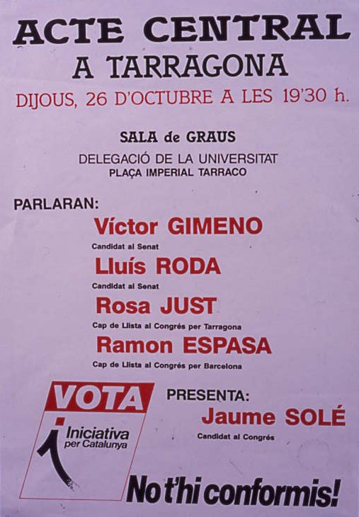 Acte Central a Tarragona : Dijous, 26 d'octubre a les 19,30