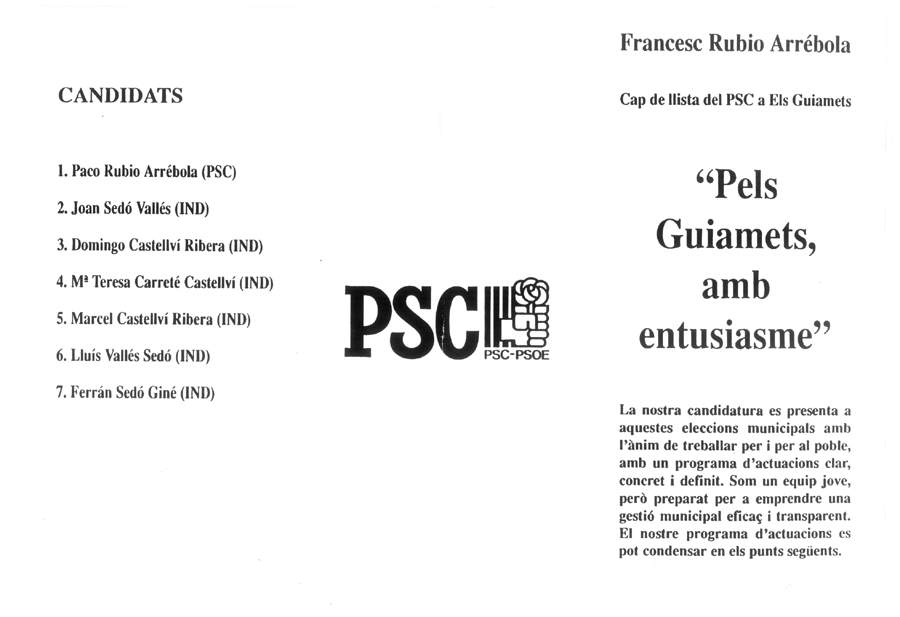 Francesc Rubio Arrébola "Pels Guiamets, amb entuasisme"