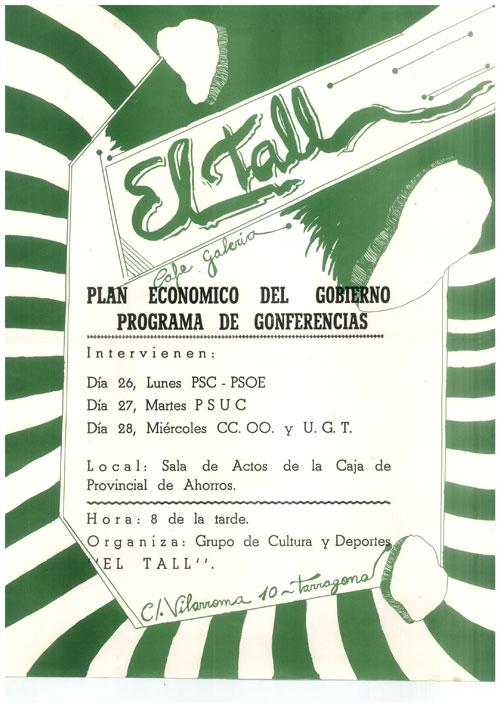 El Tall : plan económico del gobierno programa de conferencias