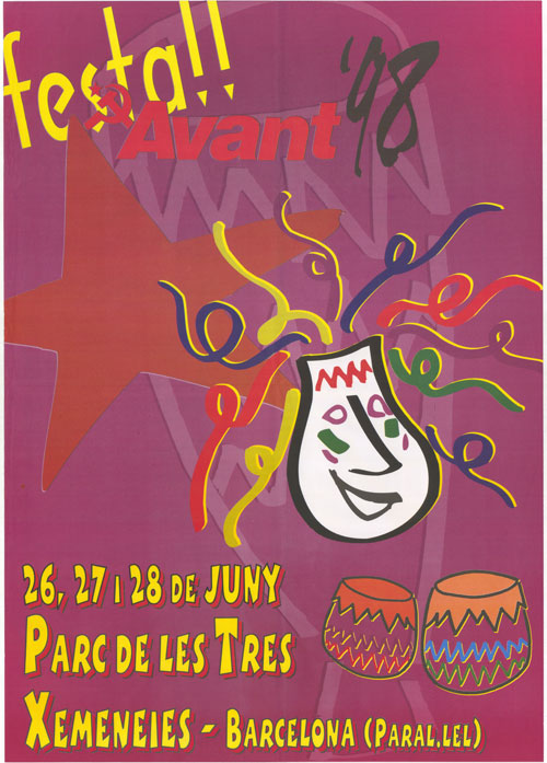Festa!! Avant '98 : 26, 27 i 28 de juny : Parc de les Tres Xemeneies Barcelona (Paral·lel)... [...]