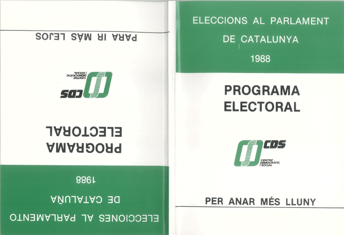 Eleccions al Parlament de Catalunya 1988 = Elecciones al Parlamento de Cataluña 1988 : Programa electoral CDS