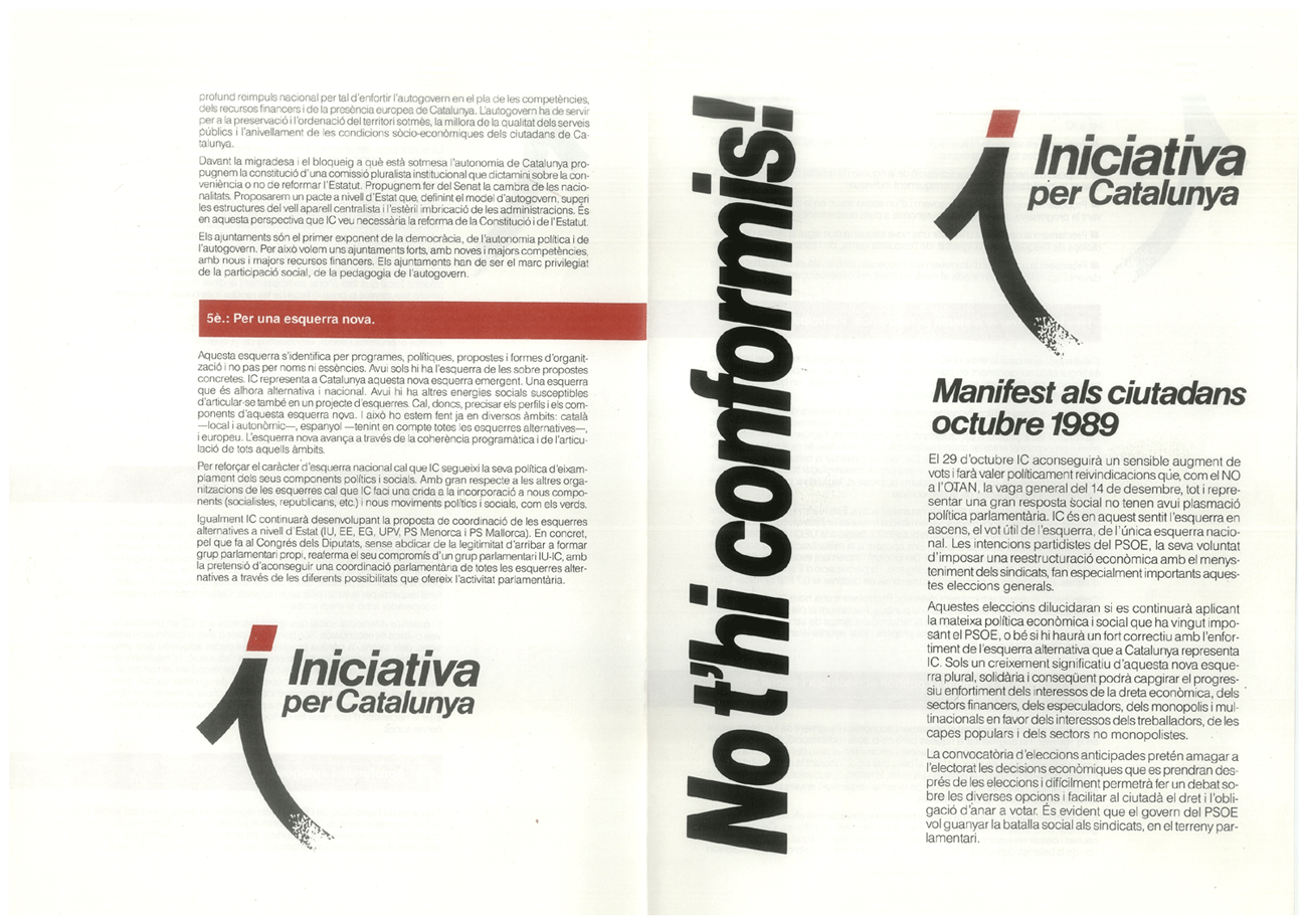 No t'hi conformis! Manifest als ciutadans octubre 1989