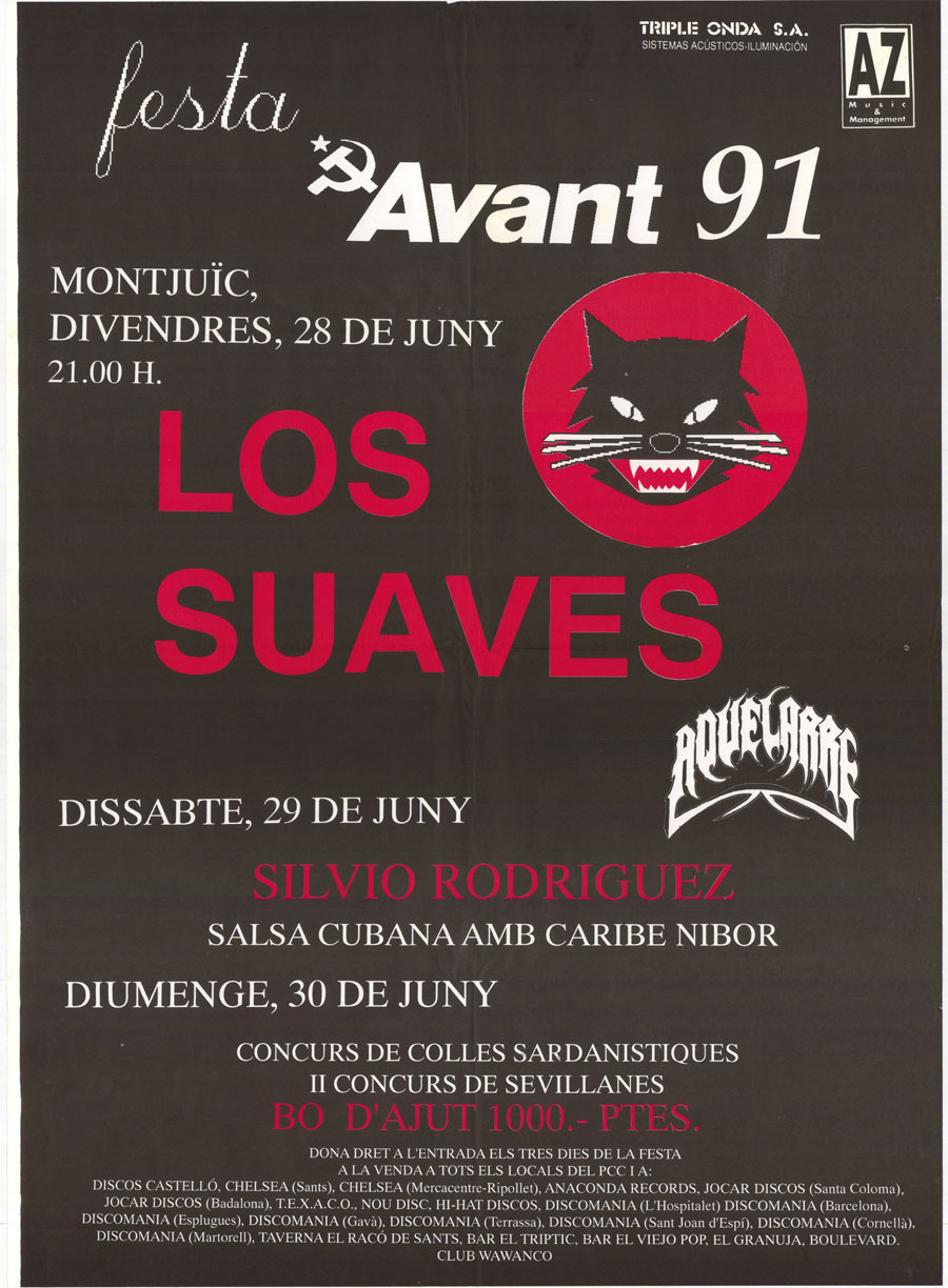 Festa Avant 91 : Montjuïc, divendres, 28 de juny 21.00 H. Los Suaves... [...]