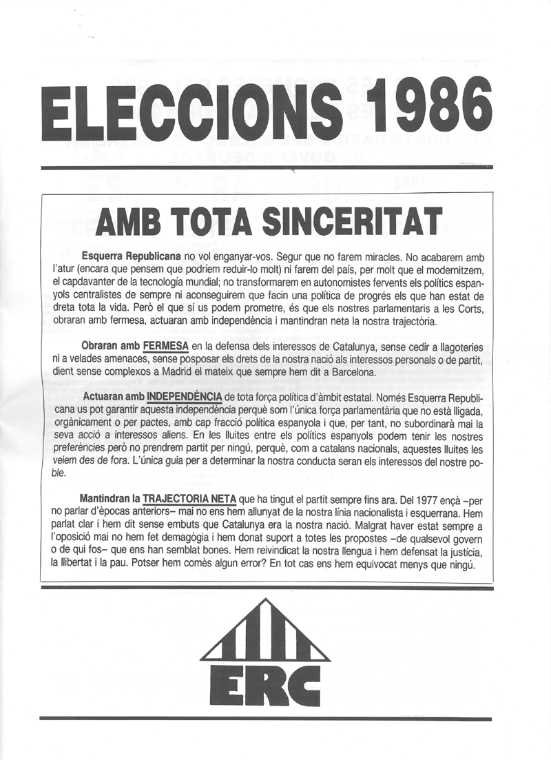 Eleccions 1986 : amb tota sinceritat