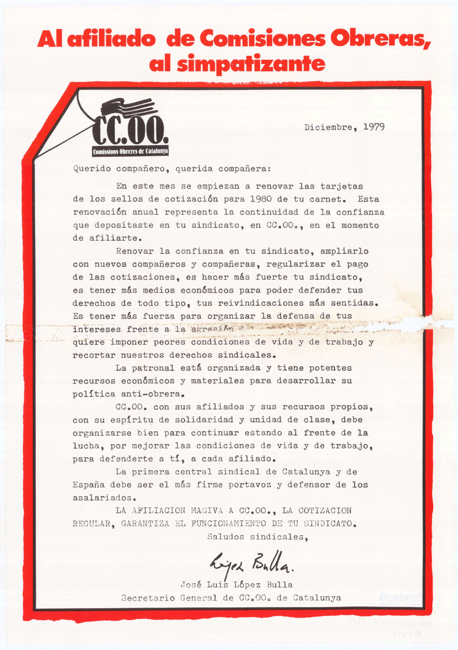 Al afiliado de Comisiones Obreras, al simpatizante