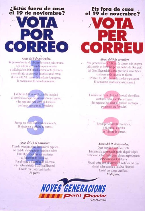 Vota por correo Vota per correu : Noves Generacions