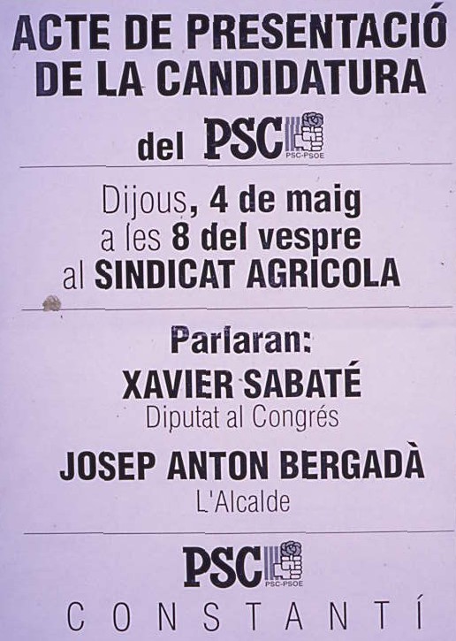 Acte de presentació de la candidatura del PSC : Constantí