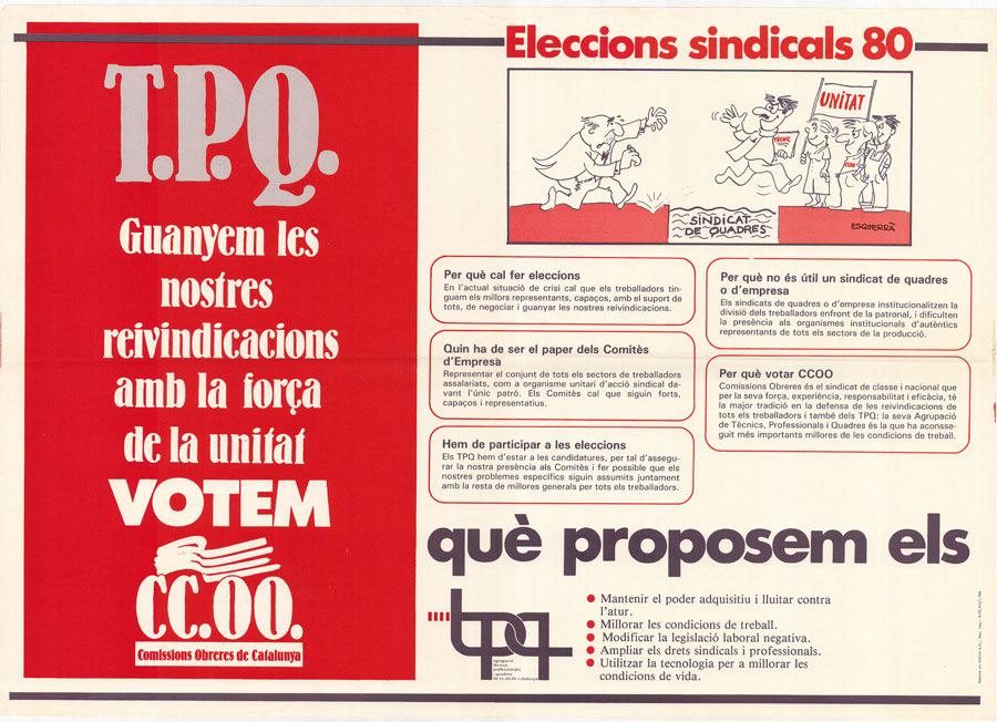 T.P.Q. guanyem les nostres reivindicacions amb la força de la unitat votem : eleccions sindicals 80