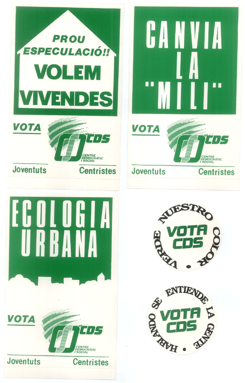 Prou especulació!! volem vivendes / canvia la "mili" / ecologia urbana / verde nuestro color / hablando se entiende la gente
