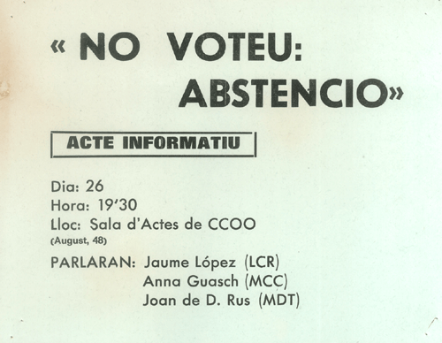 "No voteu: abstenció" : acte informatiu