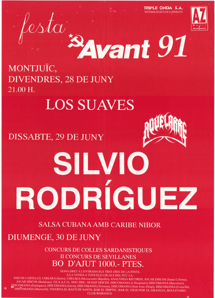 Festa Avant 91 : Montjuïc, divendres, 28 de juny 21.00 H. Los Suaves... [...]
