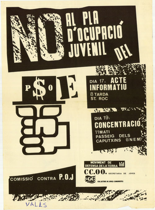 No al pla d'ocupació juvenil del PSOE dia 17: acte informatiu 8 tarda St. Roc... [...]