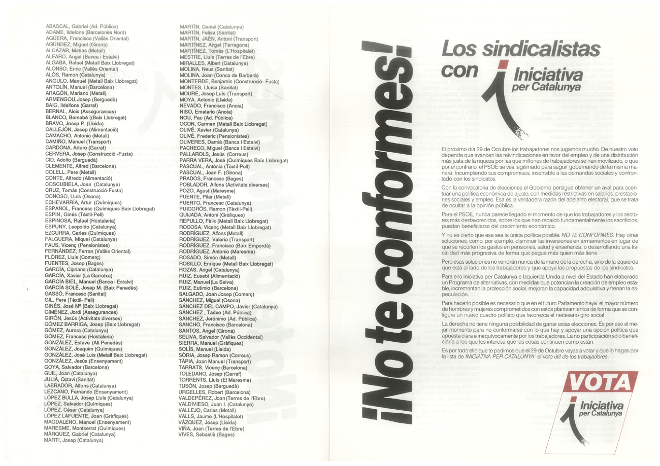 ¡No te conformes! Los sindicalistas con Iniciativa per Catalunya