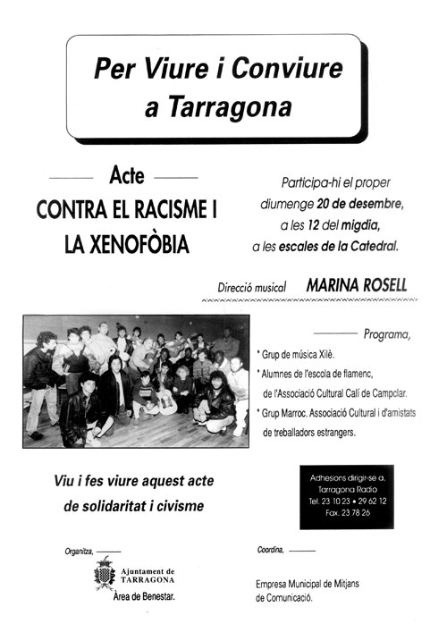 Per viure i conviure a Tarragona Acte contra el racisme i la xenofòbia