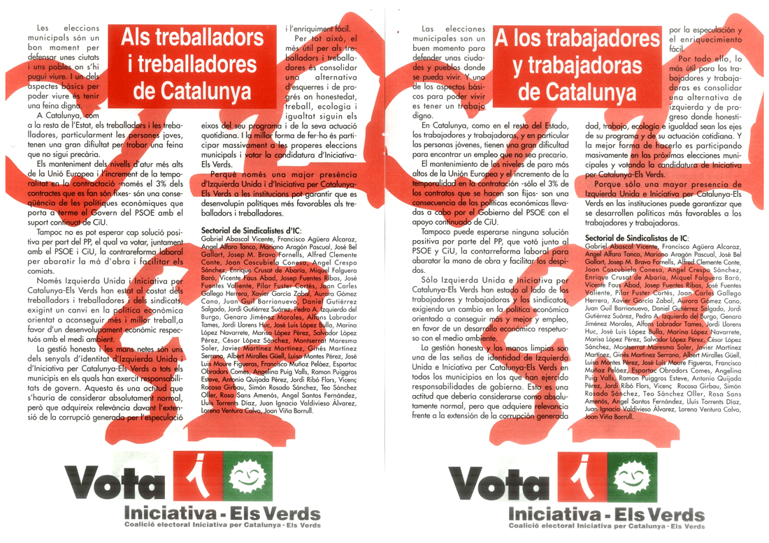 Als treballadors i treballadores de Catalunya = a los trabajadores y trabajadoras de Catalunya