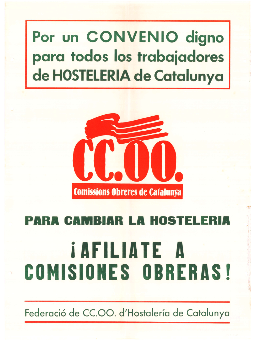 Por un convenio digno para todos los trabajadores de hostelería de Catalunya