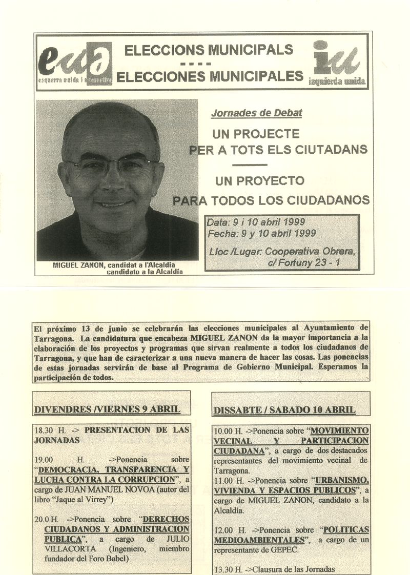 Jornades de debat : un projecte per a tots els ciutadans = un proyecto para todos los ciudadanos